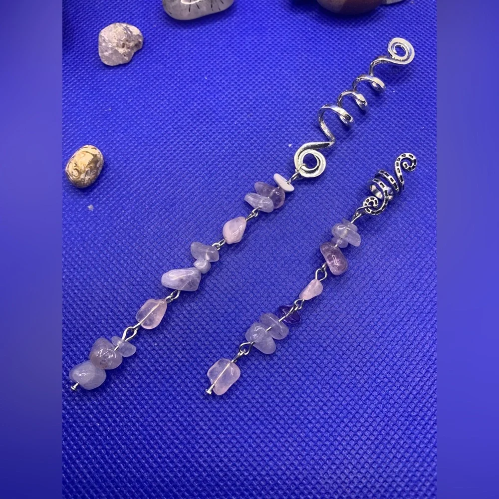 👚2/$16 Rose Quartz & Amethyst Hair Cuffs 4 Braids & Dreads! Unique Hair Jewelry!